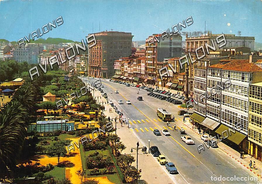 Postales: Cant&oacute;n Grande y Parque (La Coru&ntilde;a) - Circulada con sello - A&ntilde;os 60