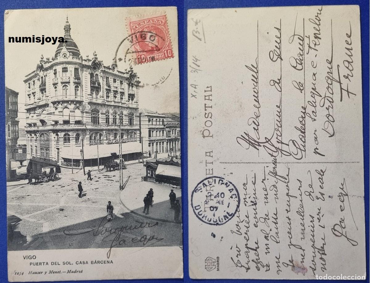 Postales: Postal de VIGO Pontevedra (Espa&ntilde;a) a&ntilde;o 1910. Puerta del Sol, Casa Barcena. HAUSER Y MENET.