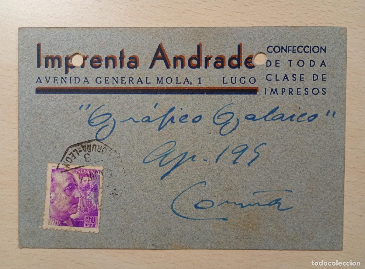 Postales: LUGO. IMPRENTA ANDRADE, POSTAL COMERCIAL 1941