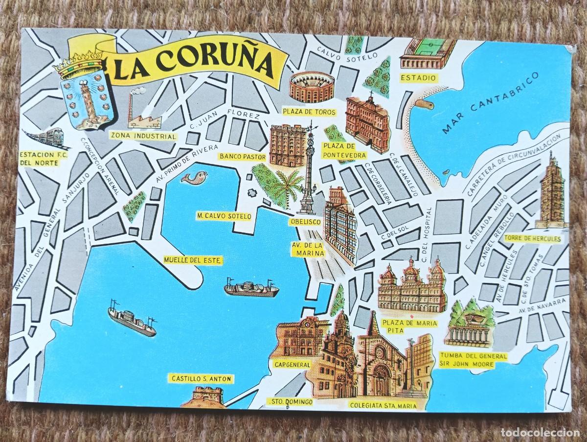 Postales: LA CORU&Ntilde;A - PLANO - MAPA - ED. FRESMO