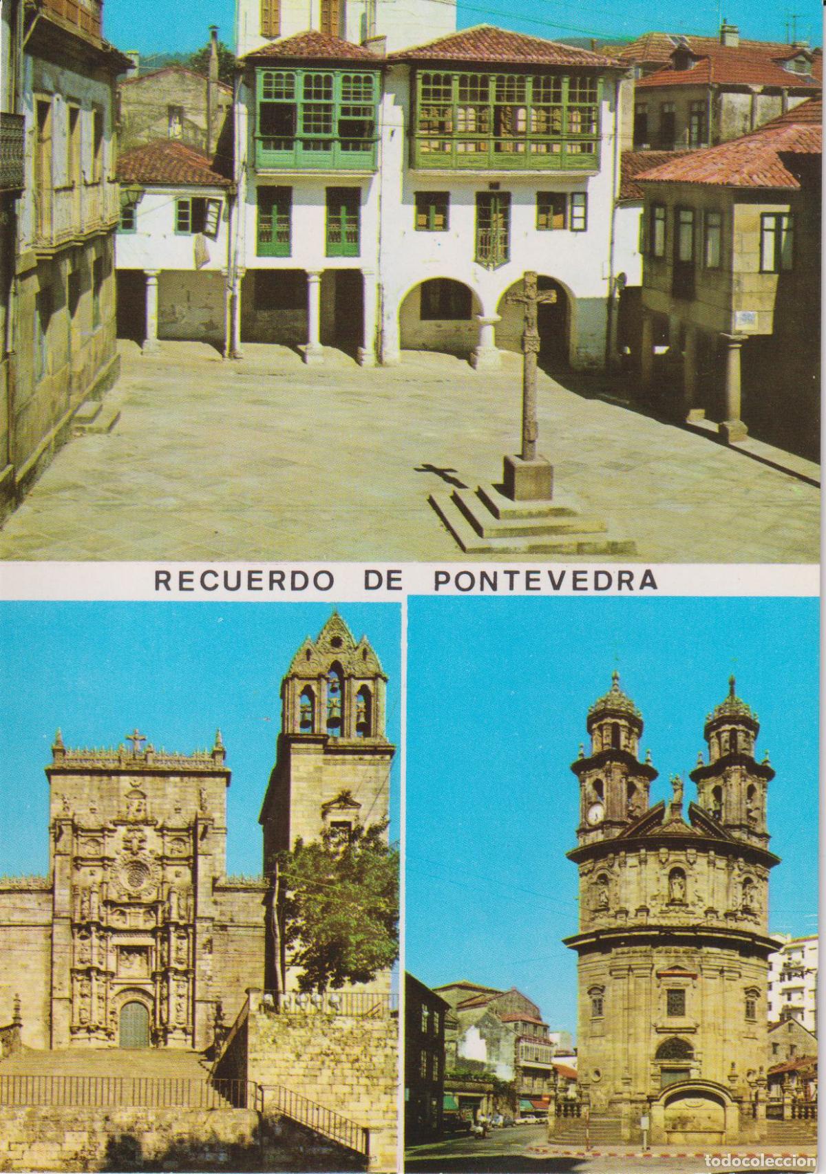 Postales: PONTEVEDRA, PLAZA DE LA LE&Ntilde;A, BAS&Iacute;LICA DE SANTA MAR&Iacute;A, LA PEREGRINA &ndash; POSTALES FAMA N&ordm;3254 &ndash; S/C