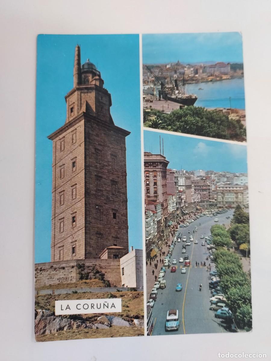Postales: POSTAL LA CORU&Ntilde;A TORRE HERCULES PUERTO CANTONES JOSE ANTONIO. 1964. SIN CIRCULAR