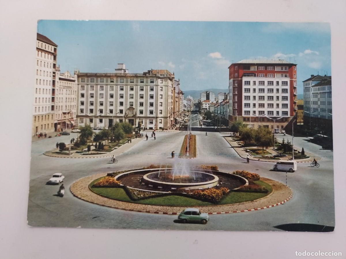 Postales: POSTAL EL FERROL PLAZA DE ESPA&Ntilde;A. 1964. TRASERA PUBLICIDAD FARMACEUTICA. CORU&Ntilde;A. MOTO VESPA