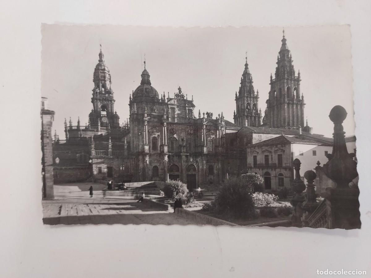 Postales: POSTAL SANTIAGO DE COMPOSTELA CATEDRAL FACHADA AZABACHERIA. ESCRITA 1960. CORU&Ntilde;A