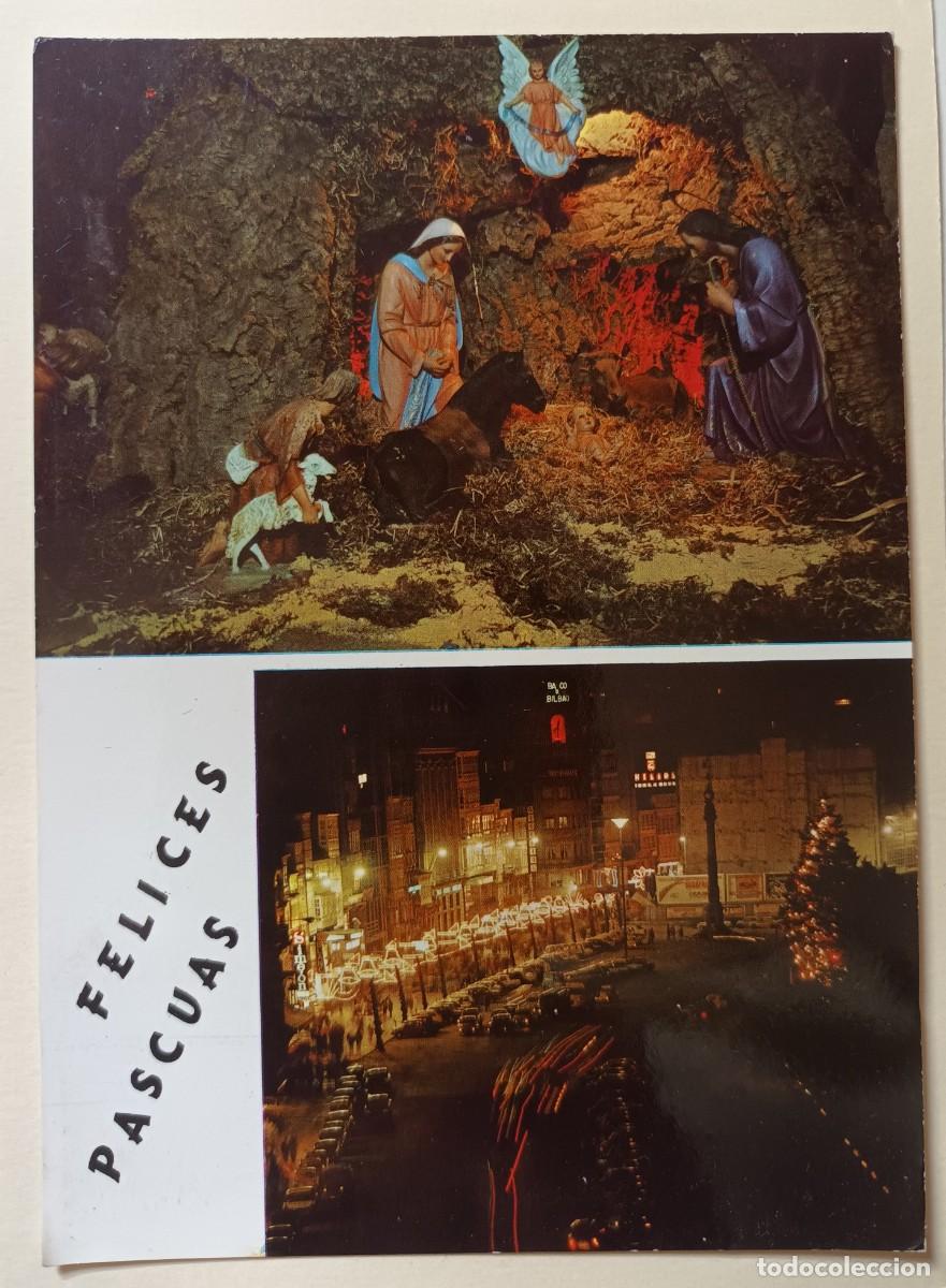 Postales: LA CORU&Ntilde;A. FELICES PASCUAS. AYUNTAMIENTO. IGLESIA SAN NICOLAS. ILUMINACION CANTON GRANDE (1969)