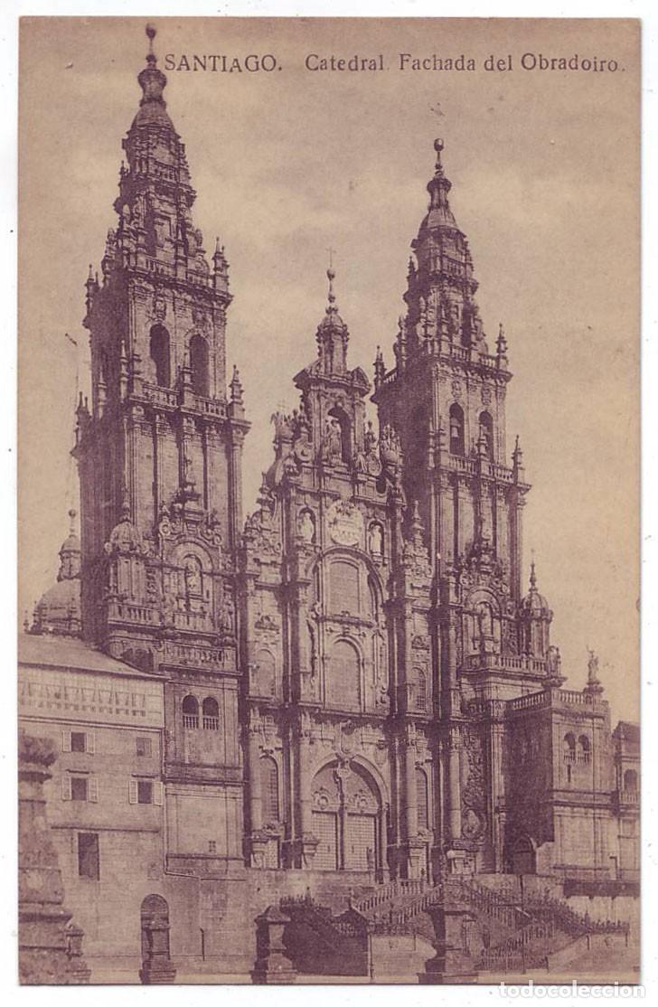 Postales: Santiago de Compostela: Catedral. Fachada del Obradoiro. El Sol Papeler&iacute;a. No circulada (A&ntilde;os 10)
