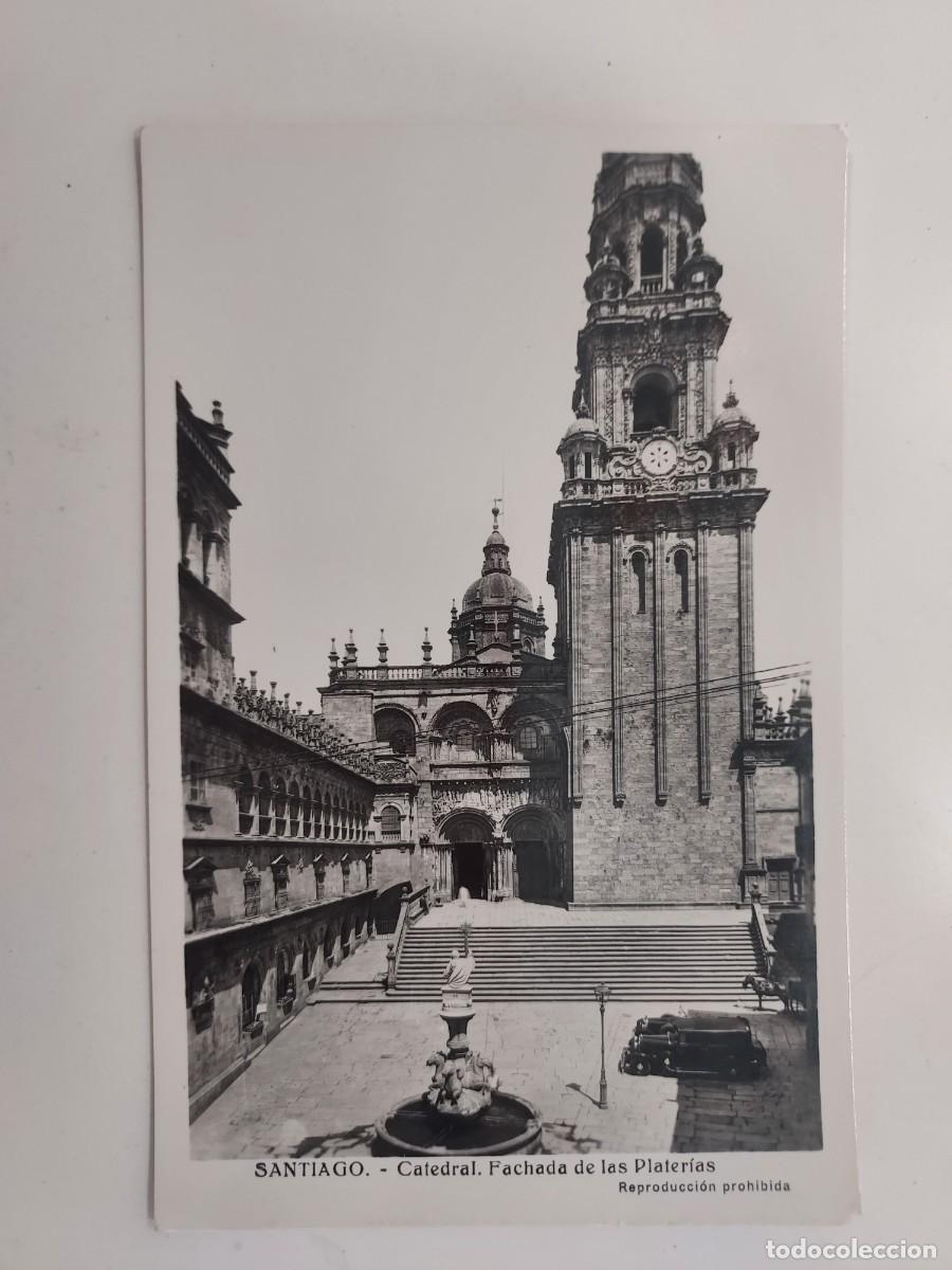 Postales: POSTAL SANTIAGO DE COMPOSTELA CATEDRAL FACHADA DE PLATERIAS. A&Ntilde;OS 1940. SIN CIRCULAR. INFONAL
