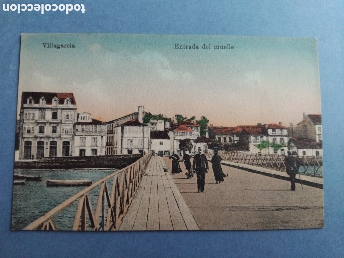 Postales: Postal Villagarcia. Entrada del muelle