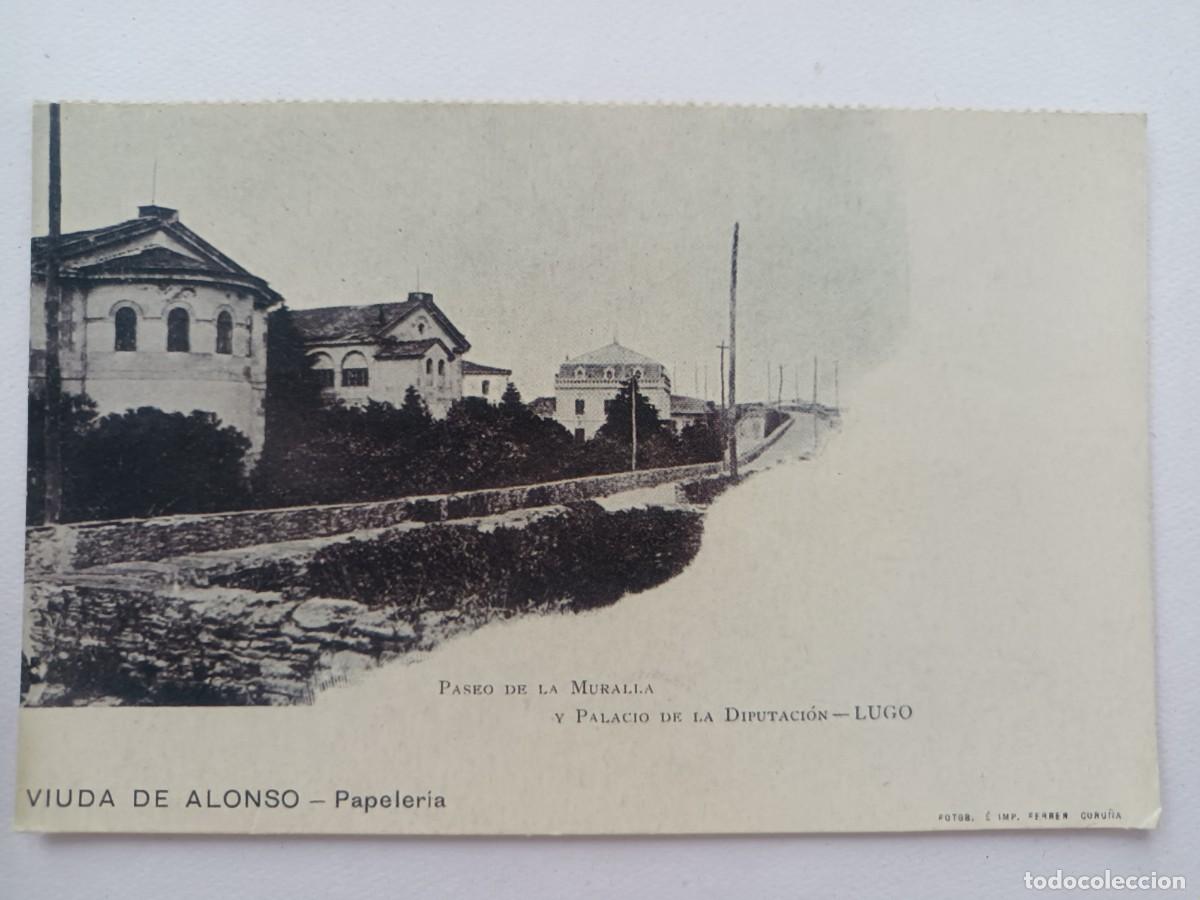 Postales: LUGO. PASEO DE LA MURALLA Y PALACIO DE LA DIPUTACI&Oacute;N - REPRODUCCION DIARIO DE PONTEVEDRA Y FUNDACION