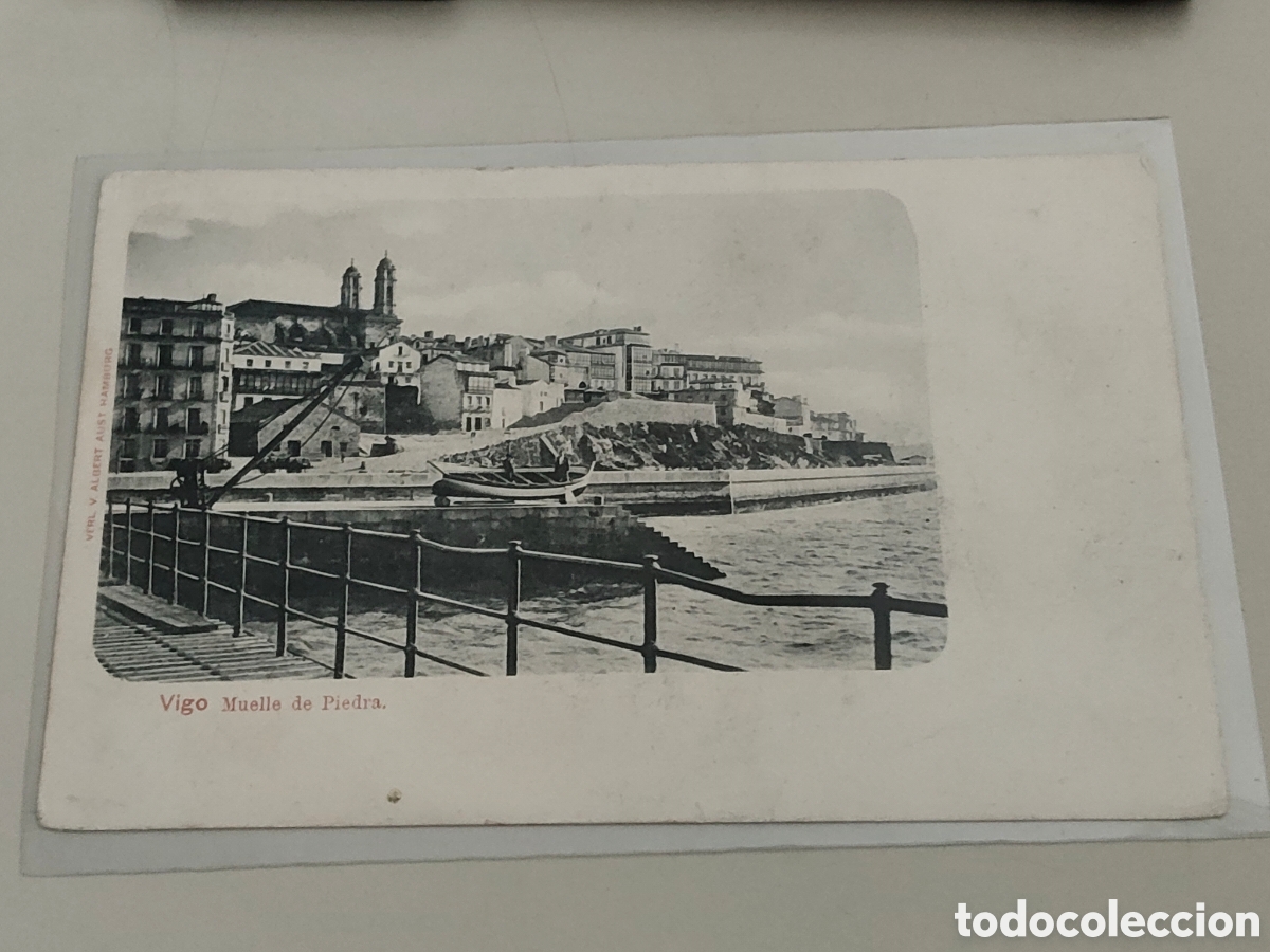 Postales: Tarjeta postal Vigo Muelle de Piedra dorso sin dividir Editor Verl V. Albert Hamburg