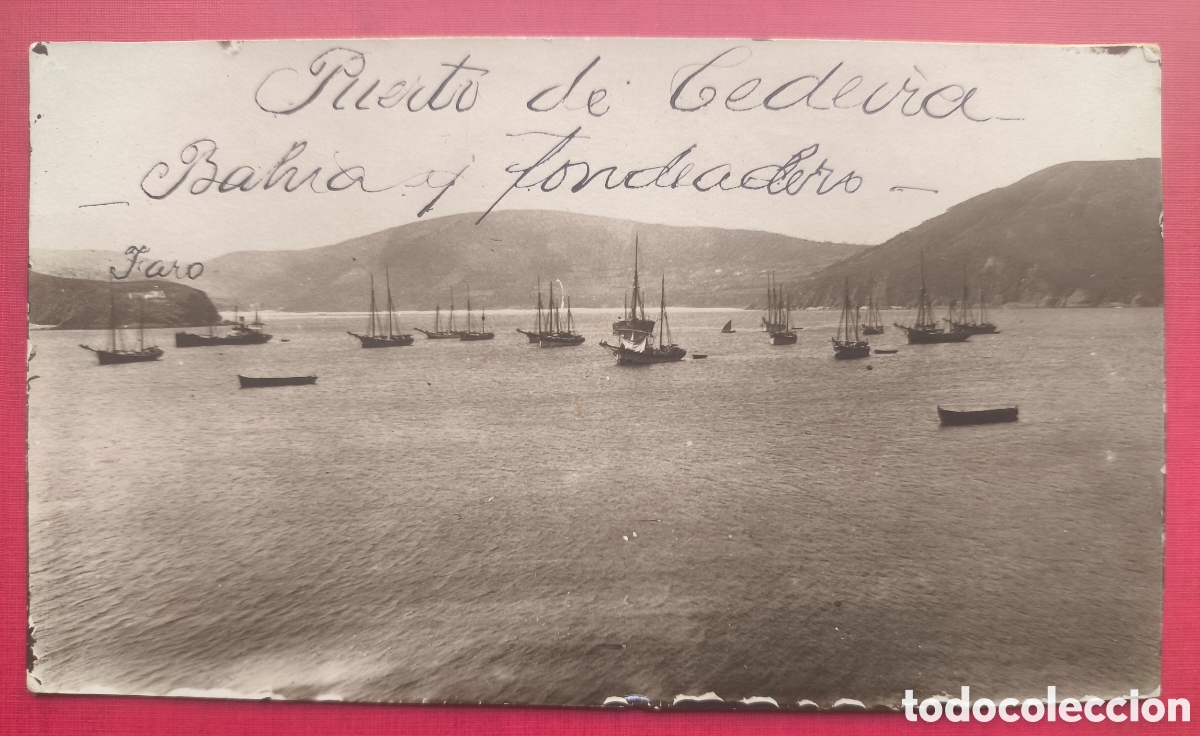 Postales: CEDEIRA PUERTO BUQUE VAPOR VELERO BAH&Iacute;A POSTAL FOTOGR&Aacute;FICA A CORU&Ntilde;A GALICIA C. 1920