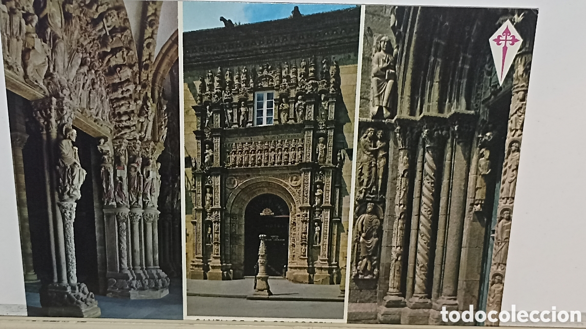 Postales: Santiago de Compostela catedral y hostal de los Reyes cat&oacute;licos
