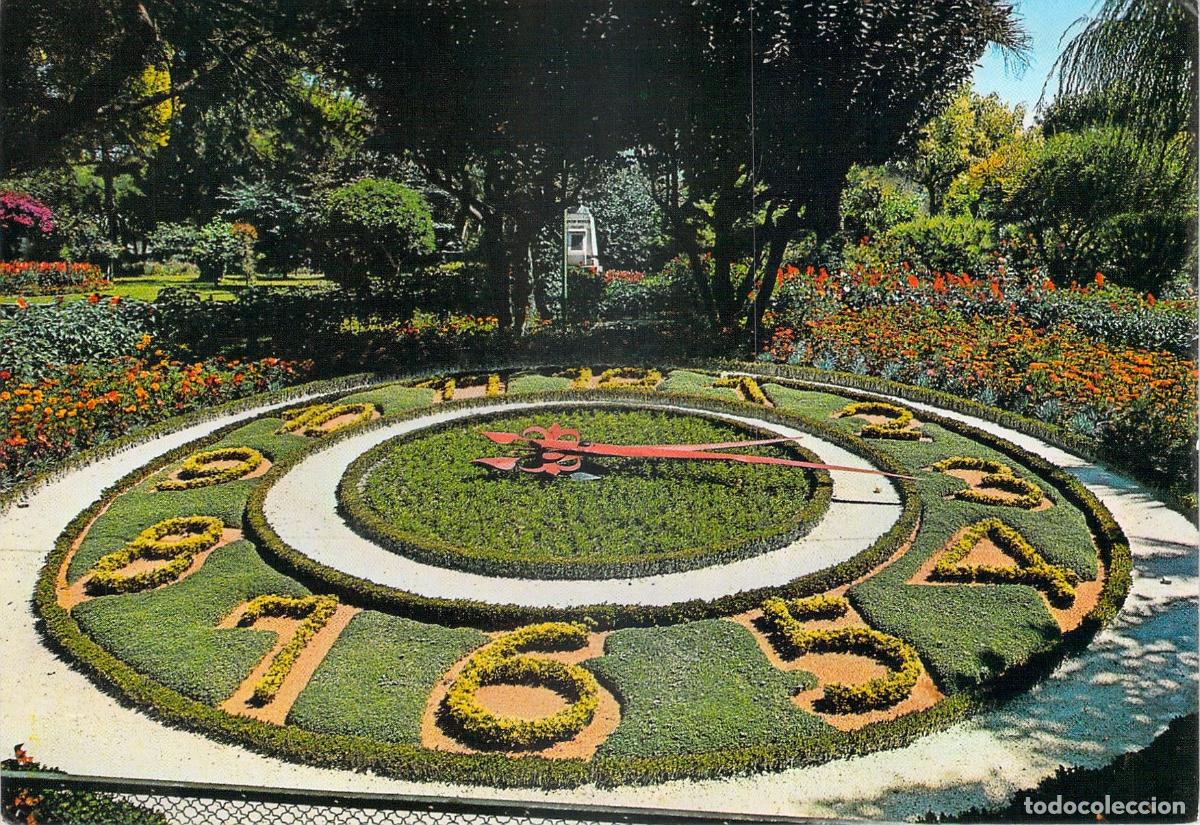 Postales: Postal de La Coru&ntilde;a: Reloj Floral en los Jardines