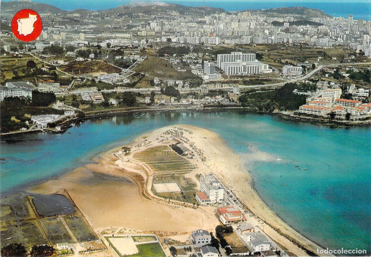 Postales: Postal de vista a&eacute;rea de la costa de La Coru&ntilde;a