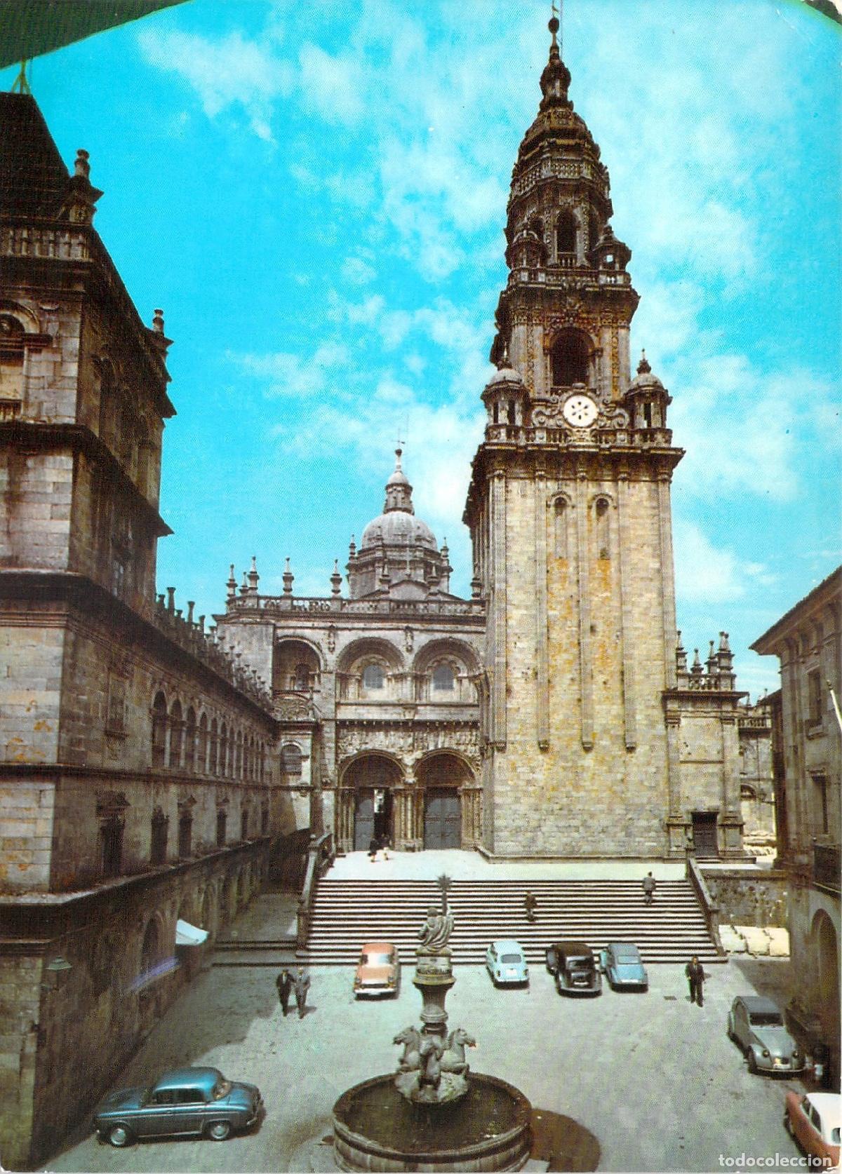 Postales: Postal de Santiago de Compostela Plaza de las Platerias y Torre del Reloj
