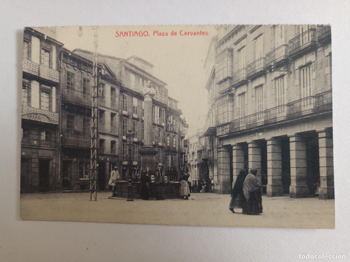 Postales: SANTIAGO DE COMPOSTELA (LA CORU&Ntilde;A). PLAZA DE CERVANTES - REPRODUCCION DIARIO DE PONTEVEDRA Y FUNTACI