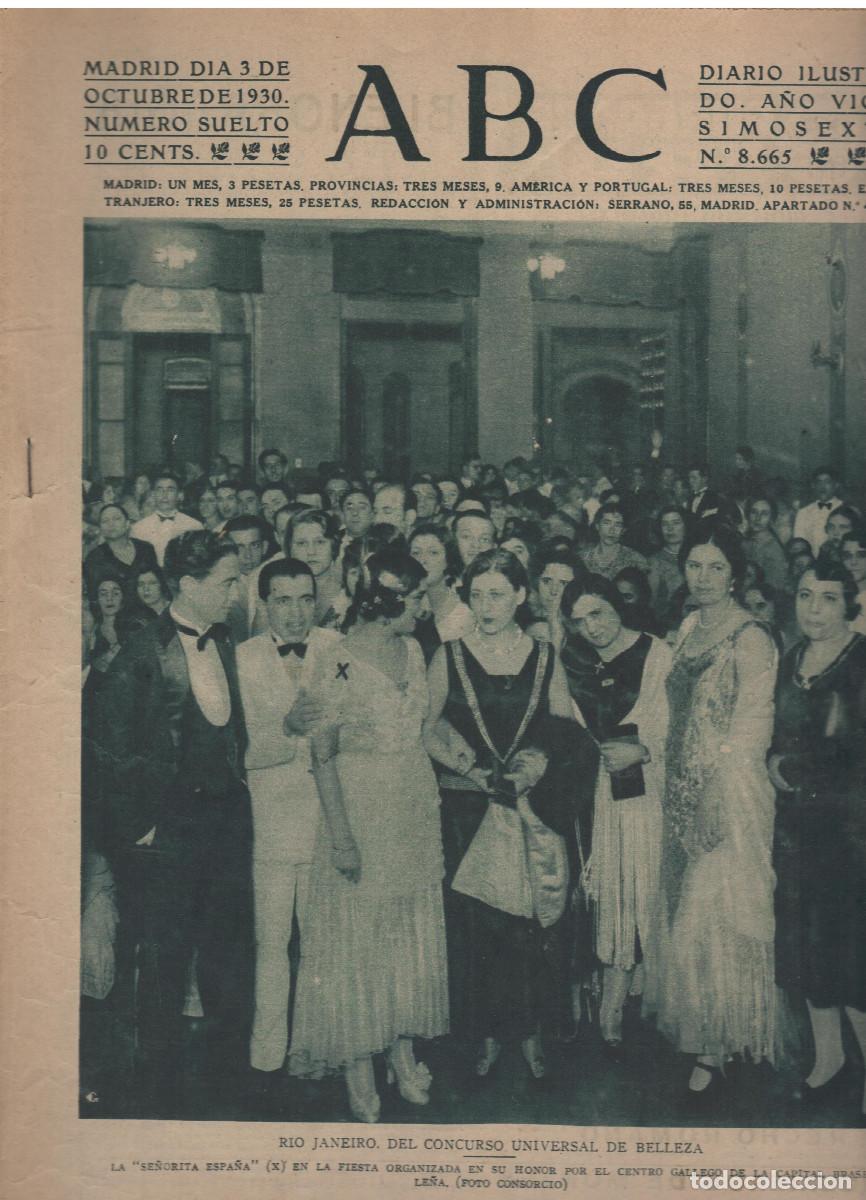 Postales: ABC 3/oct/1930.Centro Gallego en Rio de Janeiro concurso universal de Belleza fiesta