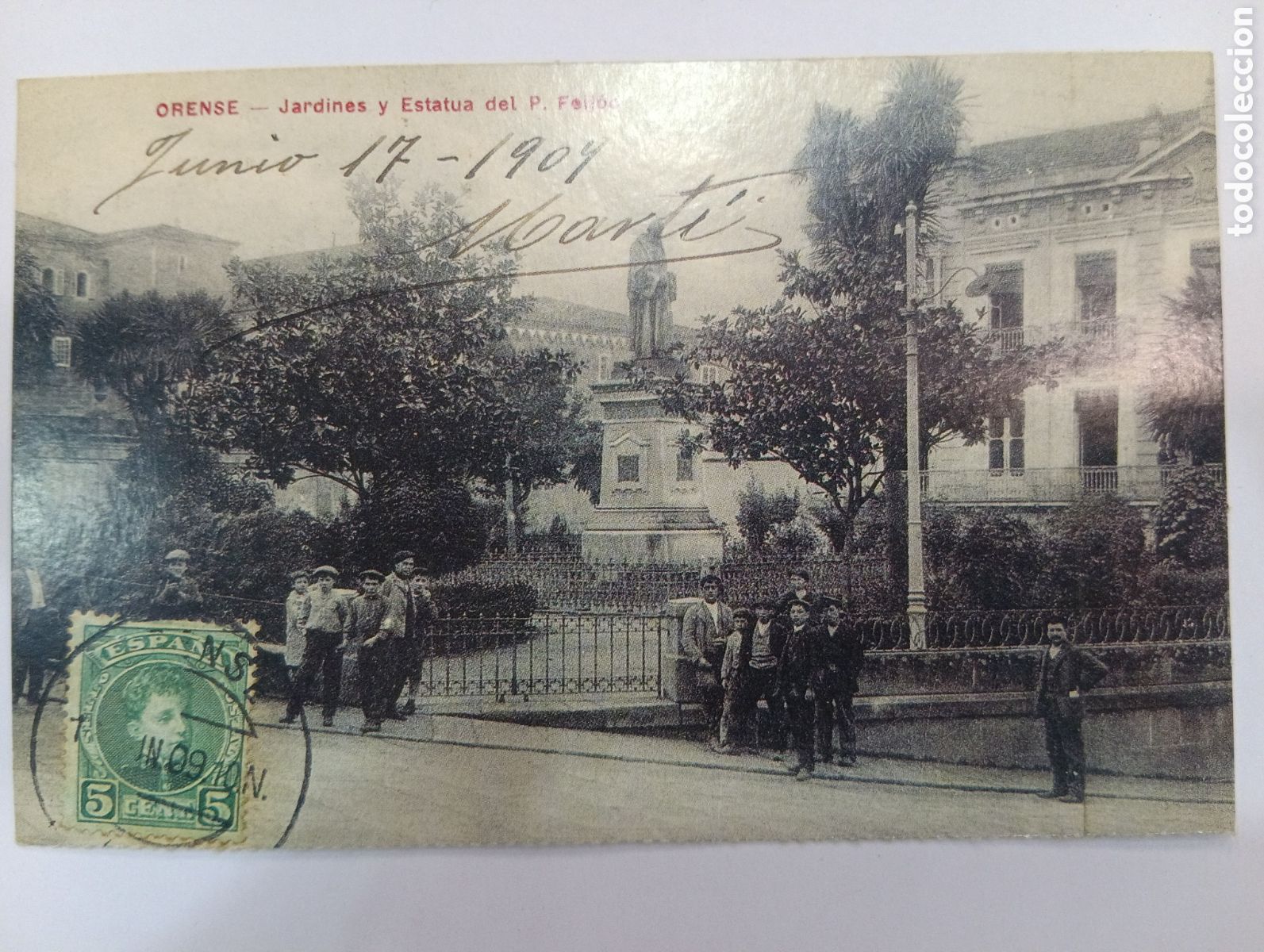 Postales: Orense - Jardines y estatua de P. Feij&oacute;o