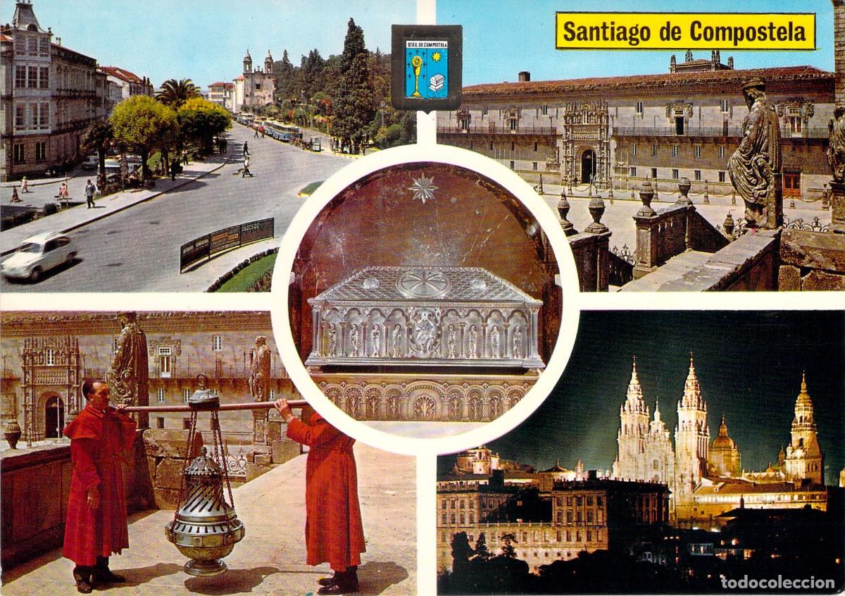 Postales: Postal de Santiago de Compostela con Vistas de la Catedral y Botafumeiro