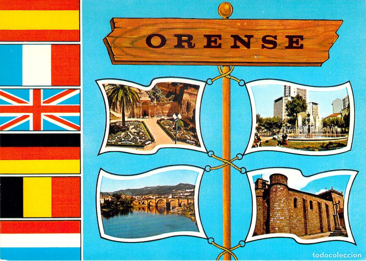 Postales: Postal de Ourense con vistas m&uacute;ltiples de monumentos y ciudad