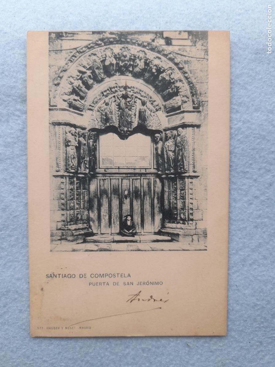 Postales: Santiago. Puerta de San Jer&oacute;nimo. Franqueada el 9 de Agosto de 1902.