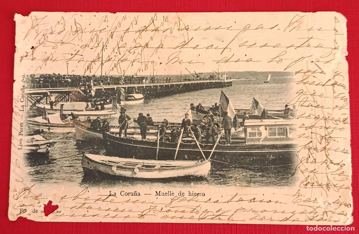 Postales: TARJETA POSTAL MUELLE DE HIERRO - LA CORU&Ntilde;A 1902 - LINO PEREZ