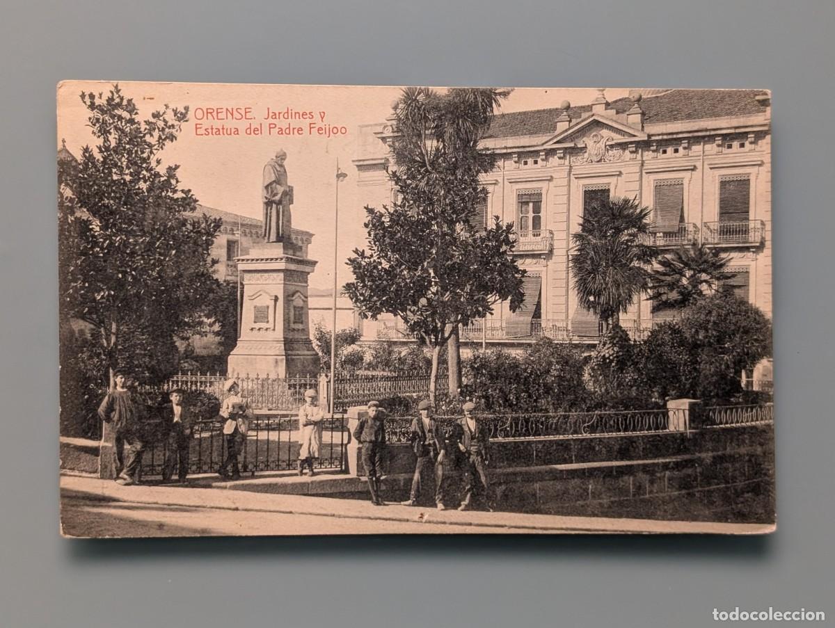 Cartoline: RARA POSTAL ORENSE JARDINES Y ESTATUA PADRE FEIJOO FOT TOHMAS GALICIA ANIMADA PERFECTA CONSERV NI&Ntilde;OS