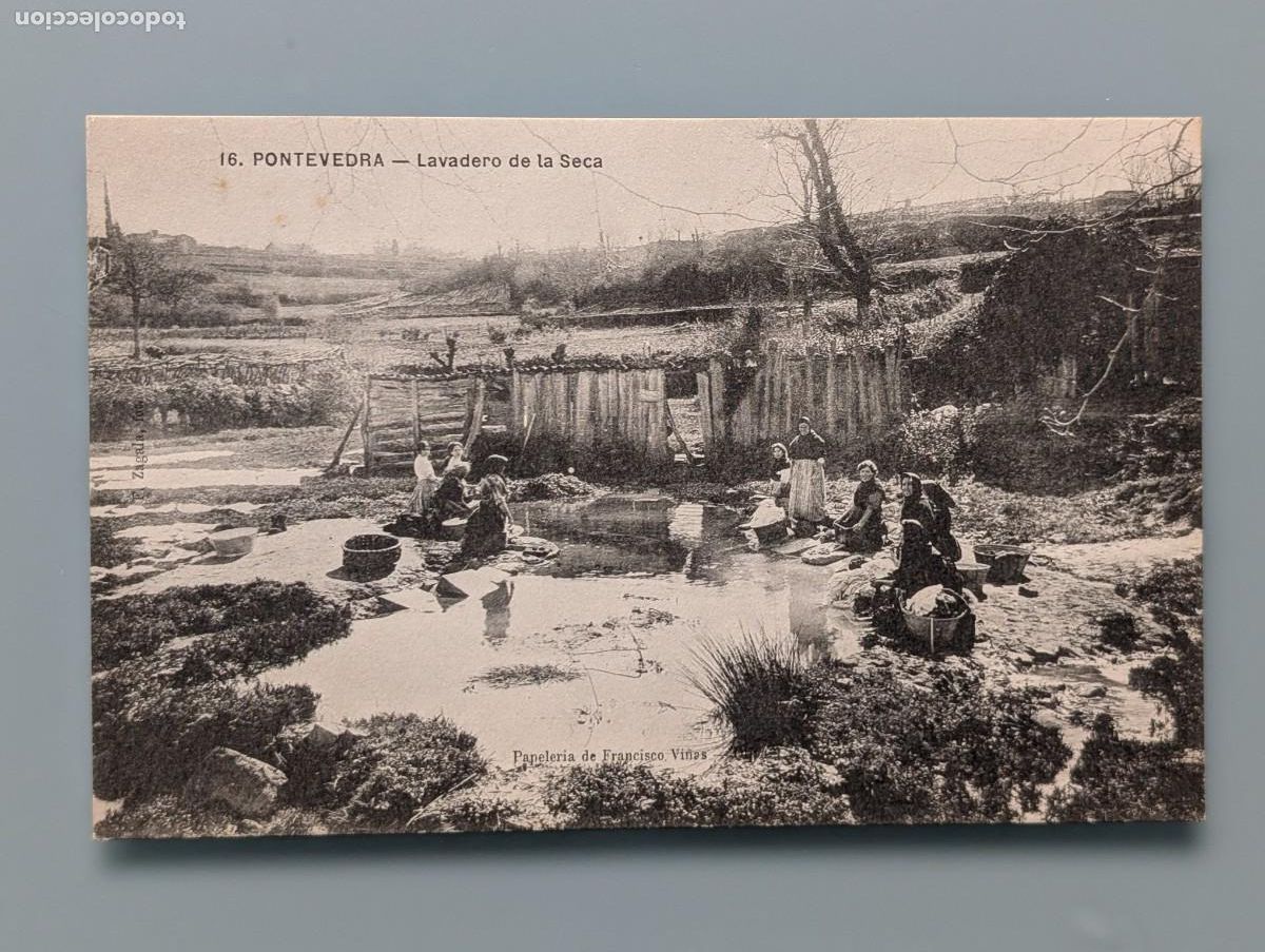 Postales: MUY RARA POSTAL PONTEVEDRA LAVADERO DE LA SECA GALICIA TIPOS GALLEGOS COSTUMBRES PAPELERIA FC&ordm; VI&Ntilde;AS