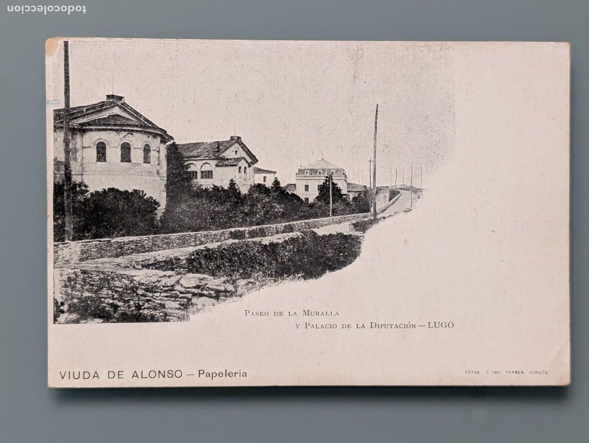 Postales: POSTAL LUGO PASEO DE LA MURALLA Y PALACIO DIPUTACION ED VIUDA DE ALONSO GALICIA CORU&Ntilde;A PERFECTA CON