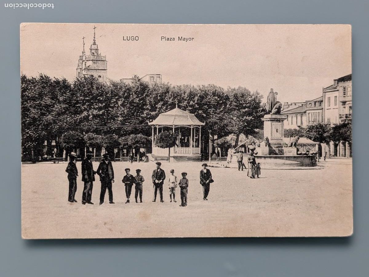 Postales: RARA POSTAL LUGO PLAZA MAYOR CIRCULADA A MADRID GALICIA PERFECTA CONSERVACI&Oacute;N