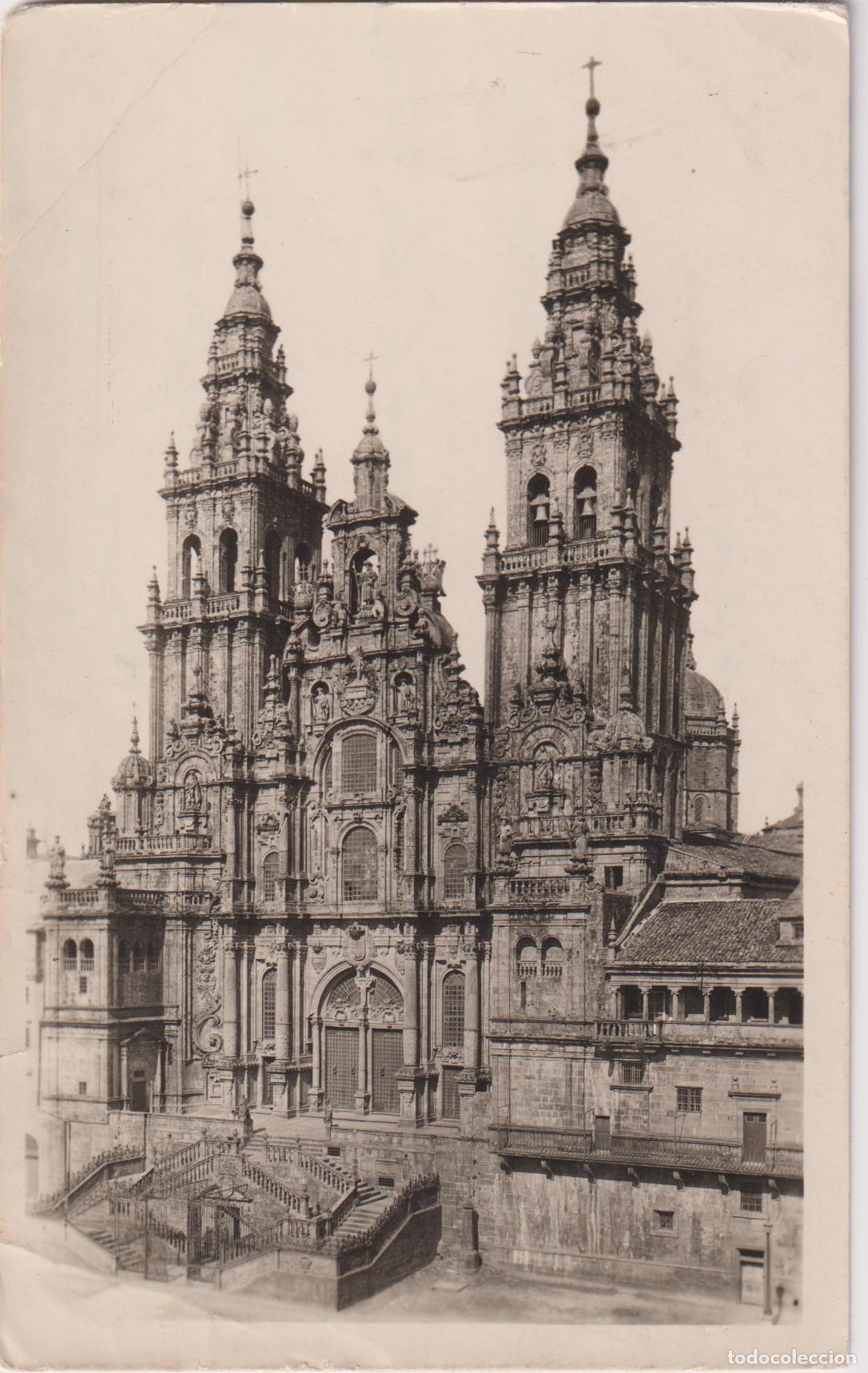 Postales: SANTIAGO DE COMPOSTELA, CATEDRAL, FACHADA PRINCIPAL &ndash; MANIPEL &ndash; CIRCULADA 1948
