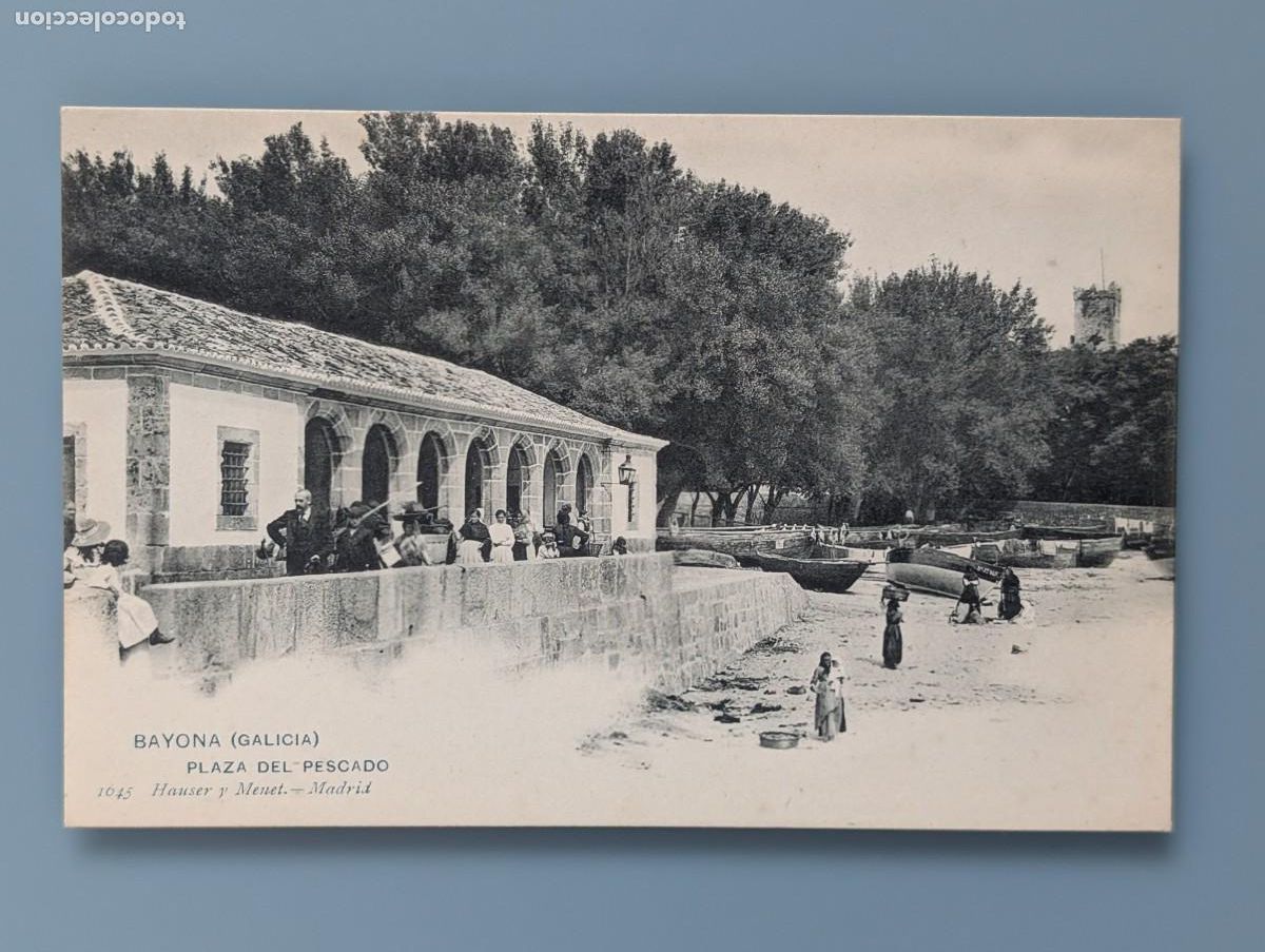 Postales: RARA POSTAL BAYONA N&ordm; 1645 PLAZA DEL PESCADO ED HAUSER Y MENET PONTEVEDRA VIGO GALICIA