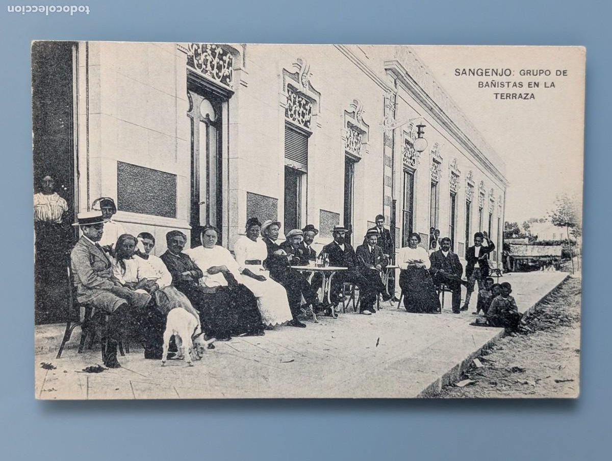Postales: RARA POSTAL SANGENJO GRUPO DE BA&Ntilde;ISTAS EN LA TERRAZA ED HAUSER Y MENET PONTEVEDRA VIGO GALICIA