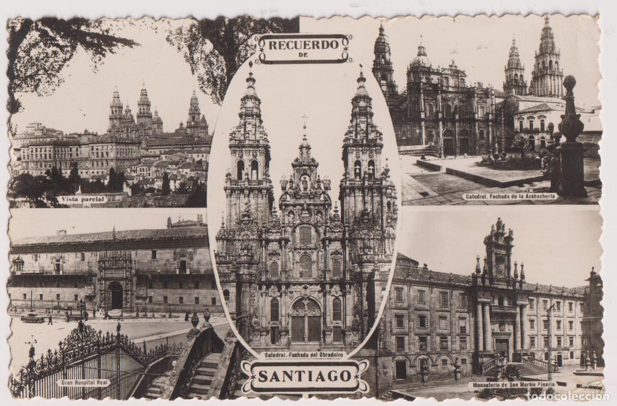 Postales: SANTIAGO DE COMPOSTELA, RECUERDO DE LA CIUDAD - ESCRITA 1954