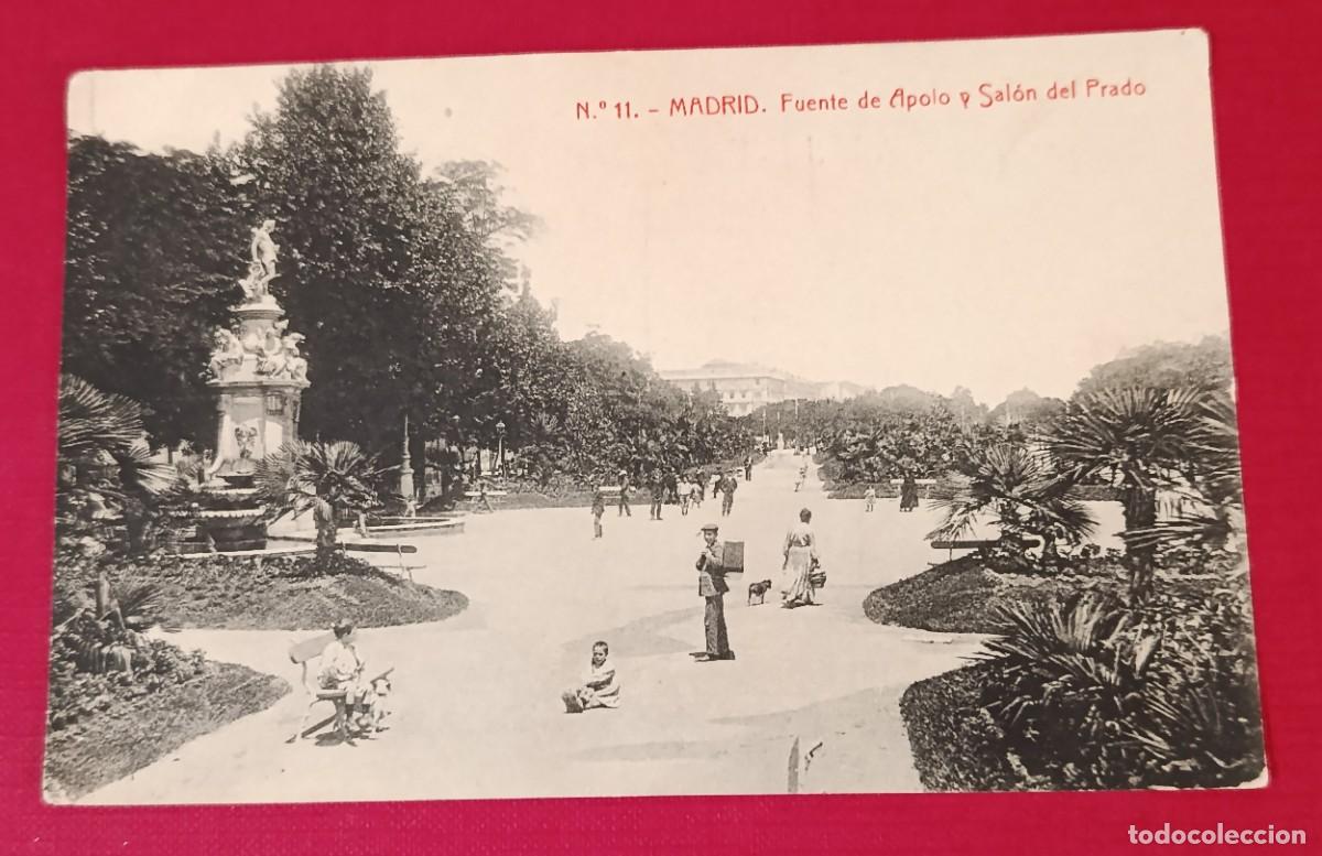 Postales: TARJETA POSTAL FUENTE DE APOLO - SAL&Oacute;N DEL PRADO - MADRID 1905 - FOTOTIPIA THOMAS