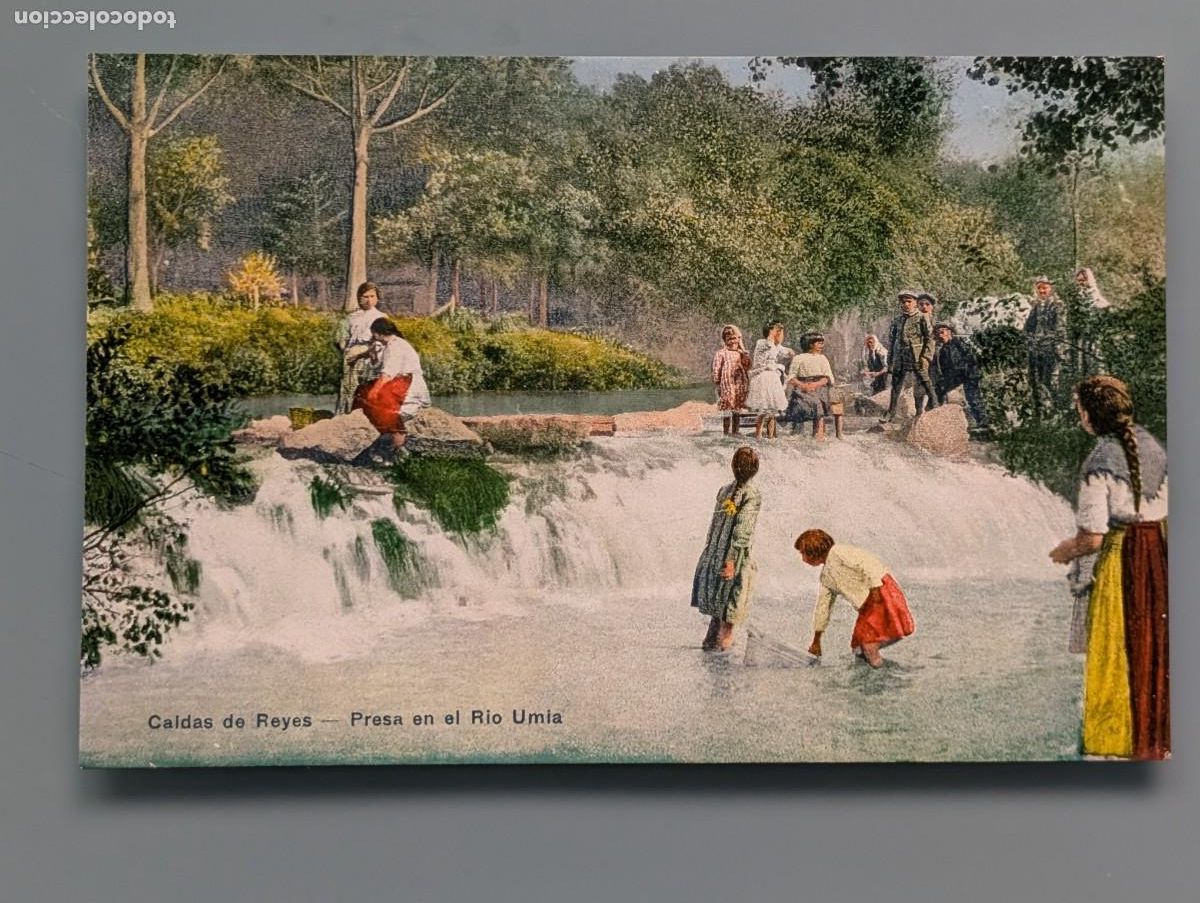 Postales: RARA POSTAL GALICIA CALDAS DE REYES PRESA EN EL RIO UMIA PONTEVEDRA ED L.G. PERFECTA CONS ANIMADA