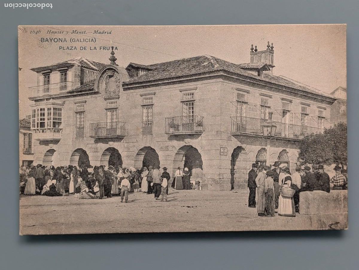 Postales: RARA POSTAL BAYONA N&ordm; 1645 PLAZA DE LA FRUTA MERCADO FERIA ED HAUSER Y MENET PONTEVEDRA VIGO GALICIA