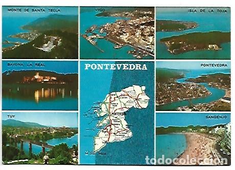 Postales: 7 VISTAS CON MAPA DE LA PROVINCIA DE PONTEVEDRA