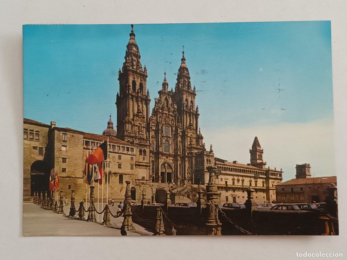 Postales: SANTIAGO DE COMPOSTELA (LA CORU&Ntilde;A). CATEDRAL. FACHADA DEL OBRADOIRO (1975) - FRANQUEO- POSTALES FAMA