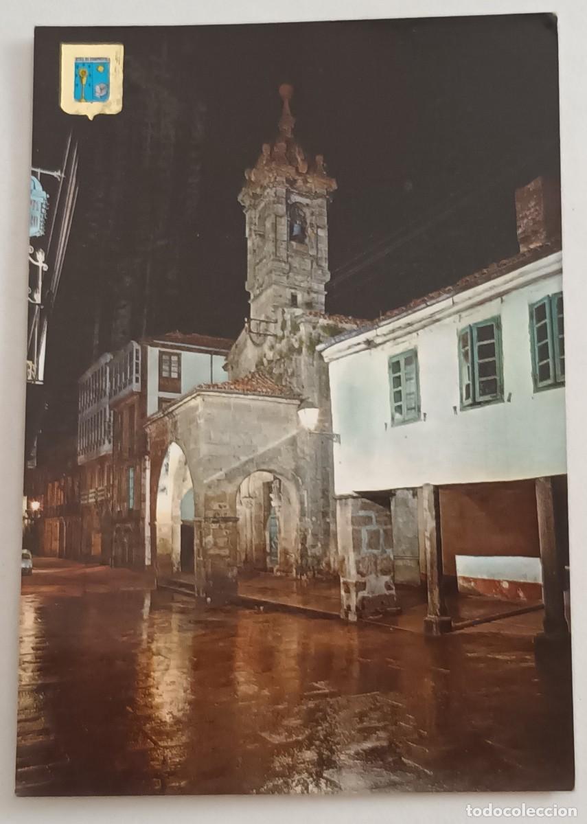 Postales: SANTIAGO DE COMPOSTELA (LA CORU&Ntilde;A). CALLE RUA NUEVA. IGLESIA DE SALOME (1964) - FRANQUEO- ESCUDO ORO