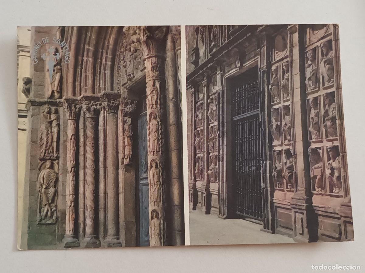 Postales: SANTIAGO DE COMPOSTELA (LA CORU&Ntilde;A). PUERTA SANTA Y PUERTA DE LAS PLATERIAS (1965) - CAMINO DE SANTIA