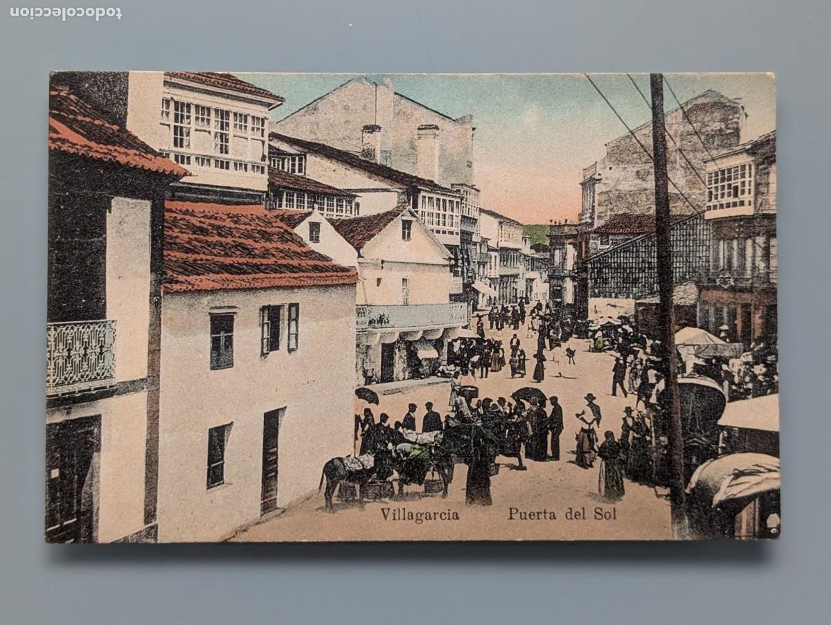 Postales: RARA POSTAL VILLAGARCIA DE AROSA PUERTA DEL SOL PONTEVEDRA GALICIA FERIA MERCADO COLOR ANIMADA