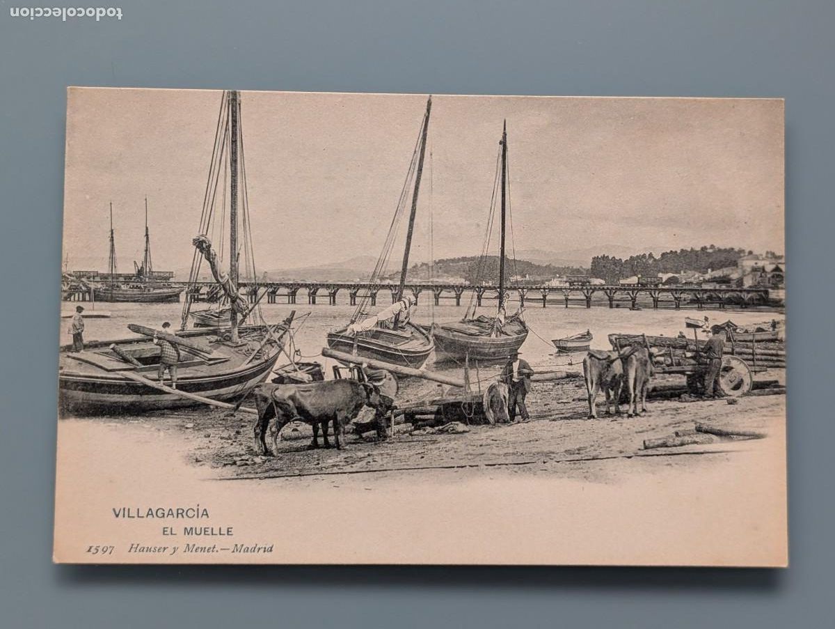 Postales: POSTAL VILLAGARCIA AROSA N&ordm; 1597 EL MUELLE PUERTO ED HAUSER Y MENET PONTEVEDRA VIGO PERFECTA