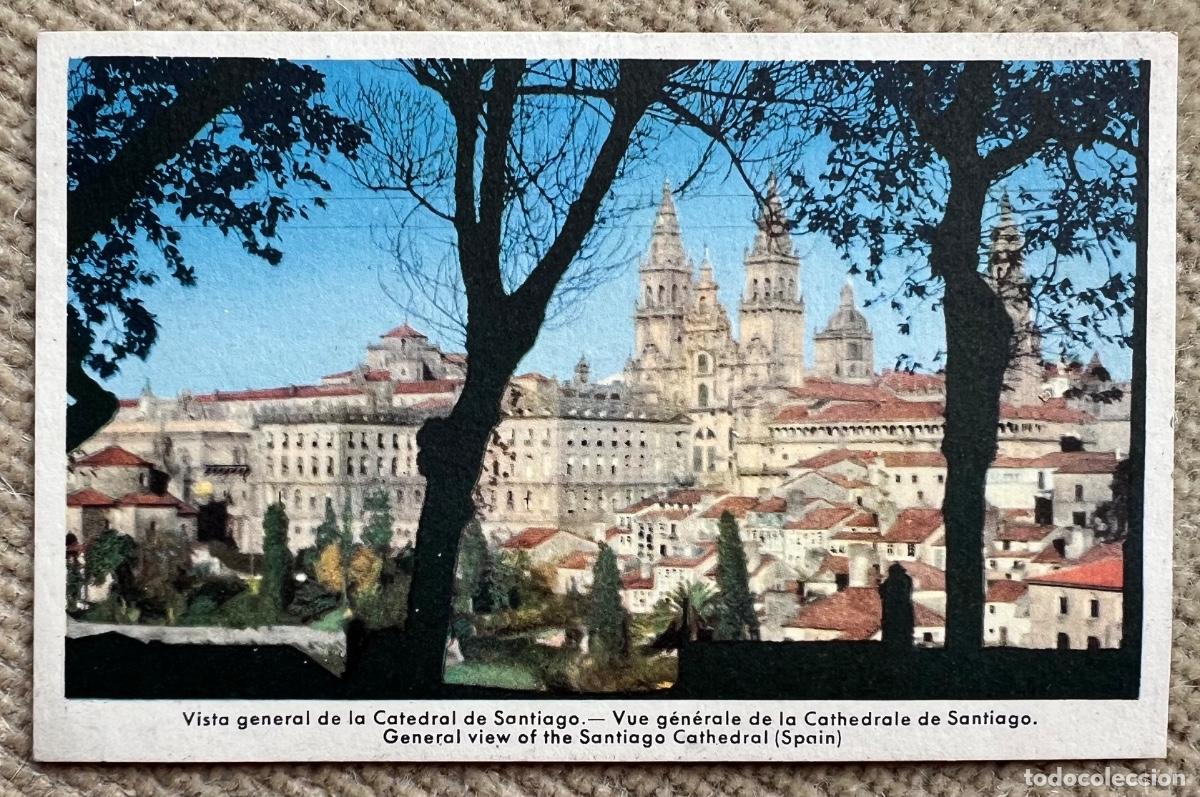 Postales: Postal Vista general de la Catedral de Santiago de Compostela - Publicidad de Aviaco L&iacute;neas A&eacute;reas