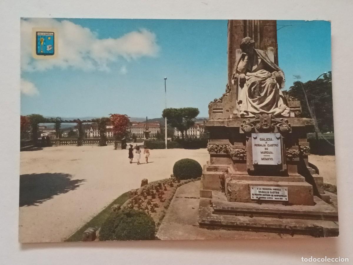 Postales: SANTIAGO DE COMPOSTELA (LA CORU&Ntilde;A). ALAMEDA ROSALIA DE CASTRO (1964) - FRANQUEO - ESCUDO DE ORO