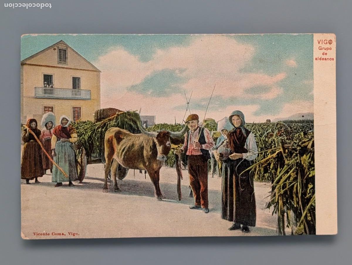 Postales: MUY DIFICIL POSTAL VIGO GRUPO DE ALDEANOS ED VICENTE COMA PONTEVEDRA GALICIA TIPOS GALLEGOS PERFECTA