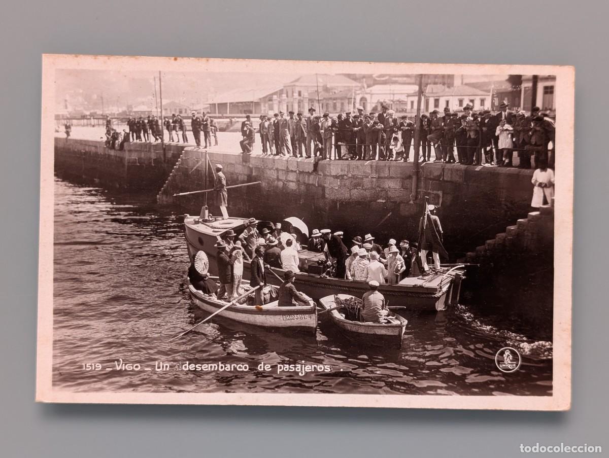 Postales: POSTAL PONTEVEDRA VIGO UN DESEMBARCO DE PASAJEROS ED UNIQUE GALICIA PERFECTA CONSERVACION