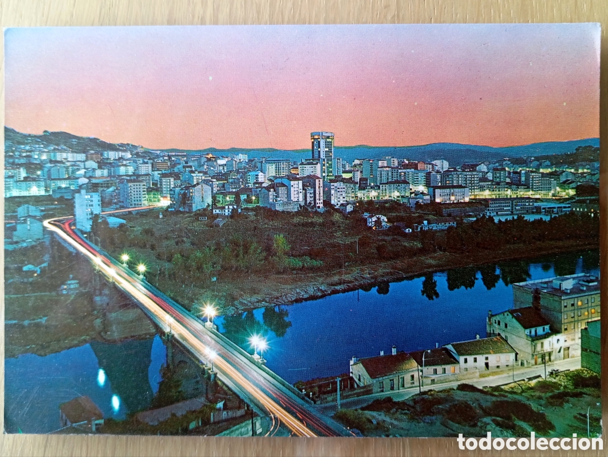 Postales: POSTAL ORENSE VISTA PARCIAL Y PUENTE NUEVO ARRIBAS 77 NOCTURNO A&Ntilde;O 1973