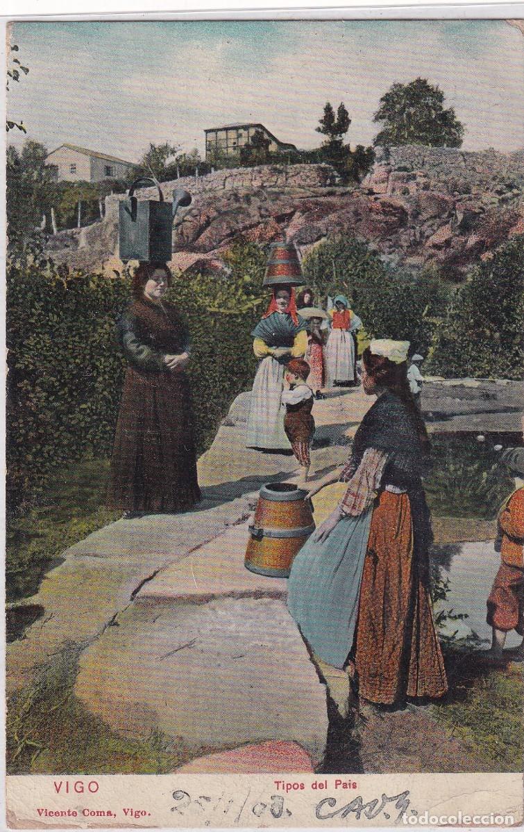 Postcards: Vigo Tipos del pa&iacute;s. Vicente Coma. Circulada. Reverso sin dividir.