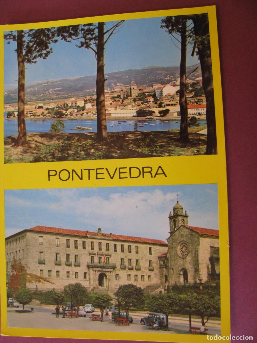 Postales: POSTAL DE PONTEVEDRA. VISTA PARCIAL E IGLESIA DE SAN FRANCISCO. ALARDE.